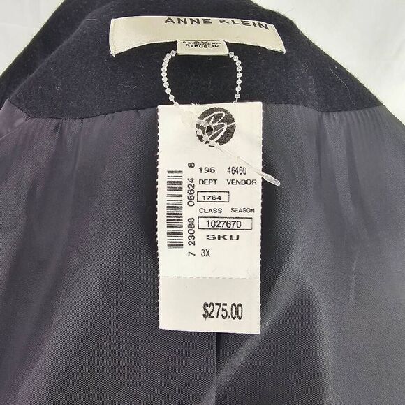 Anne Klein women 3X wool blend black long Double breasted peacoat NWT MSRP $275 - Picture 5 of 7
